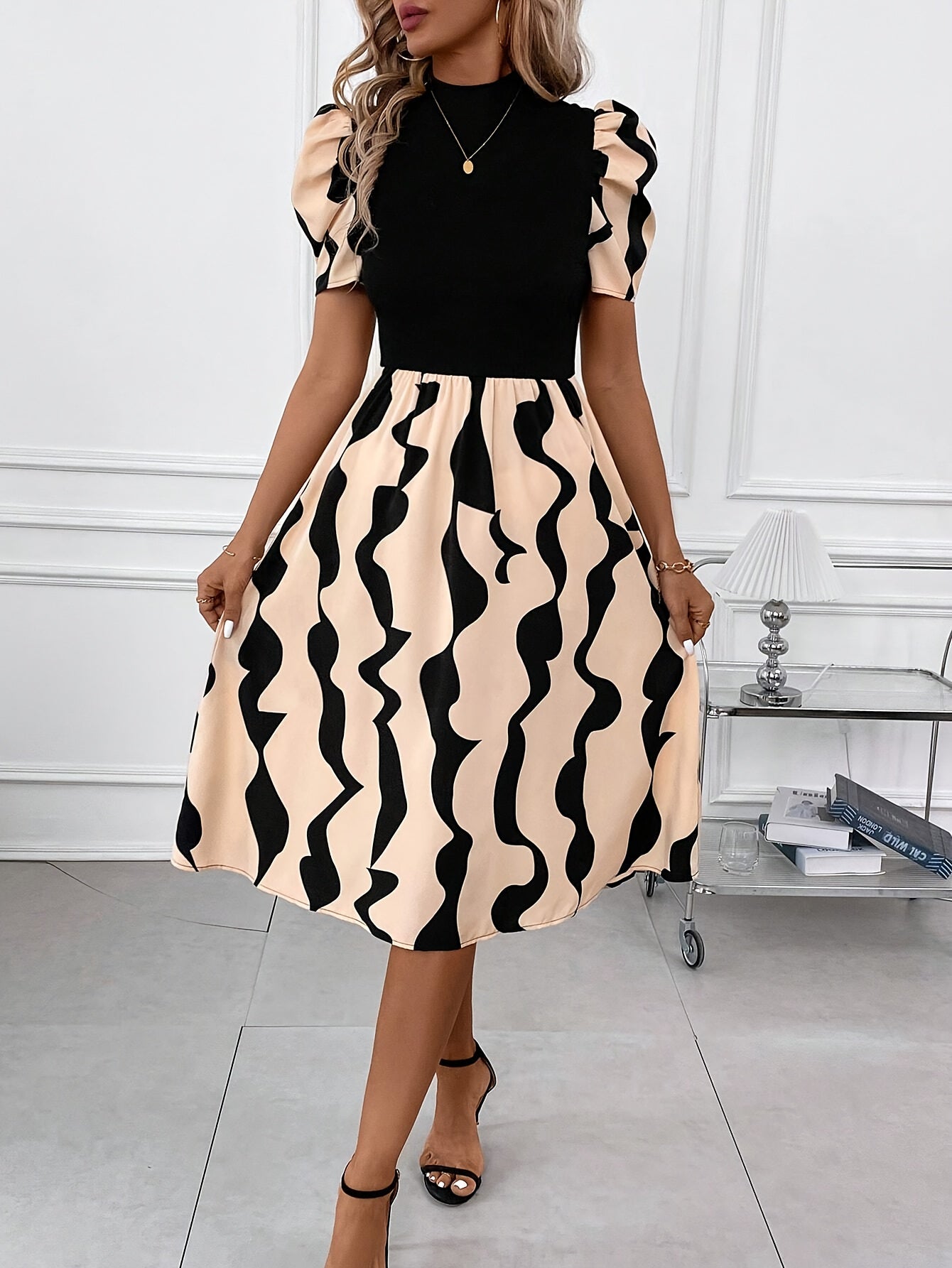 Robe patchwork imprimée élégante pour femme