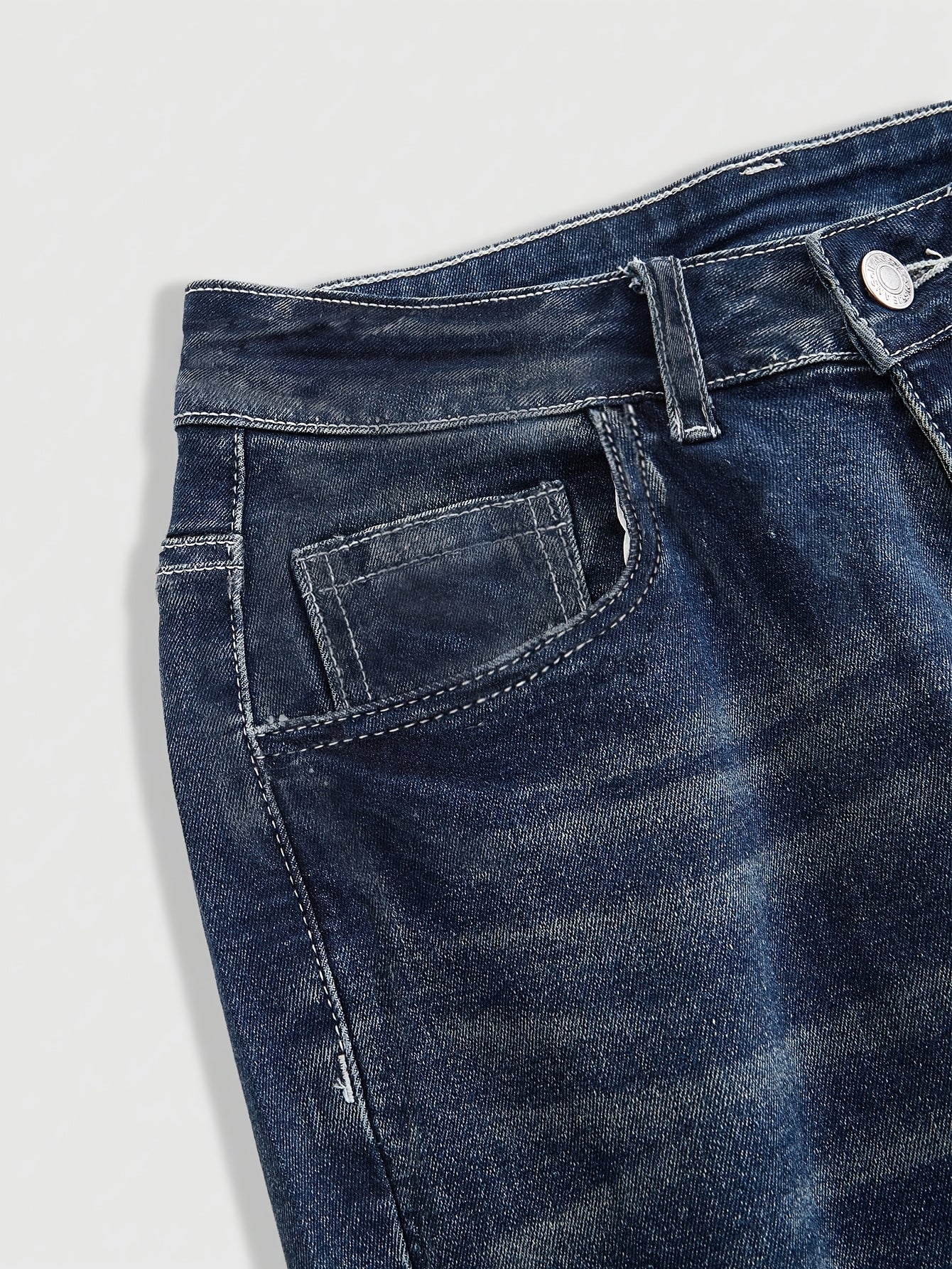 Jeans Femme Évasé Brodé Main Poches Arrière Strass Extensible Toute Saison Élégant Décontracté Lavable Couleur Unie