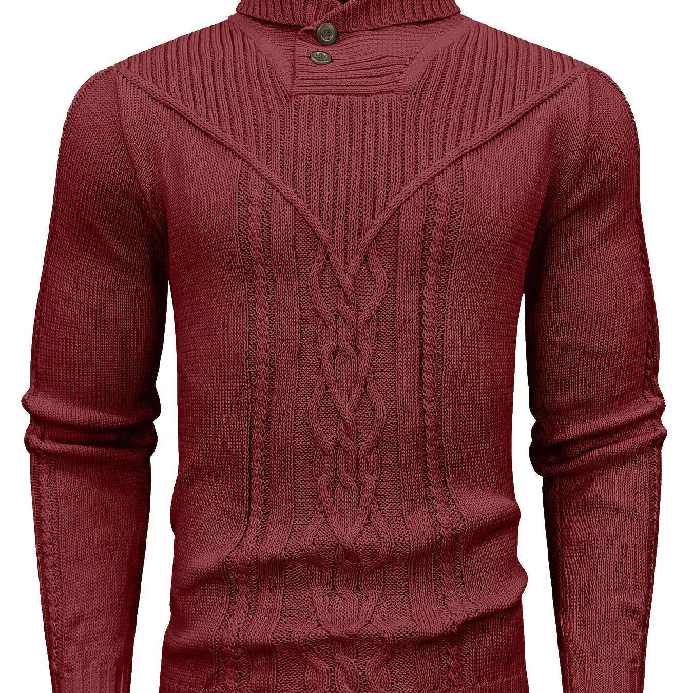Men's High Collar Warm Knit Sweater - Stretchy Fashion Ribbed Pullover, Elegant Gentleman Cardigan