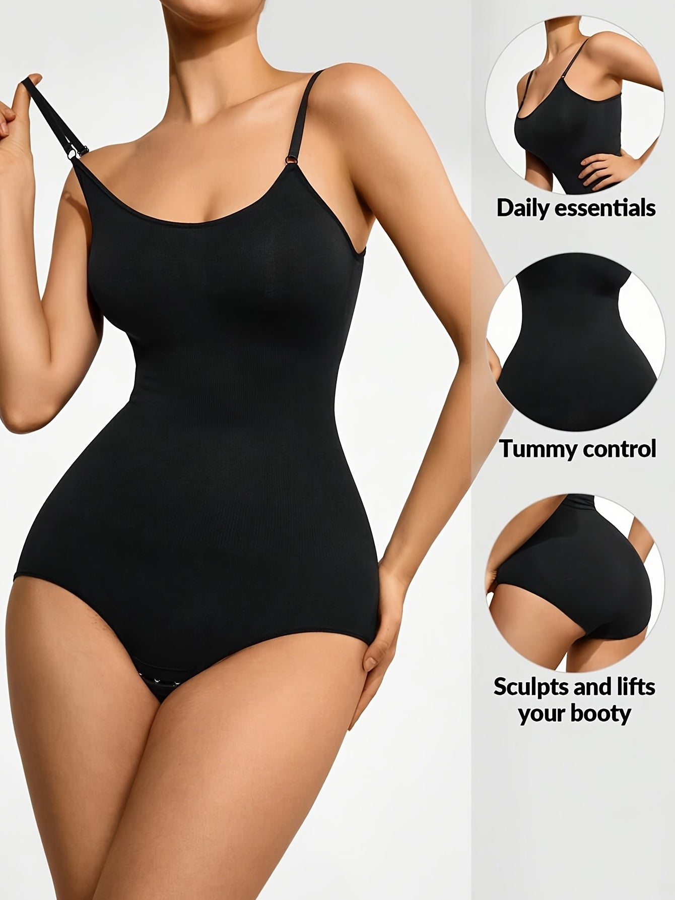 Body sculptant intégral pour femme type Spanx, soutien de la posture, taille haute avec contrôle du ventre et effet lifting poitrine