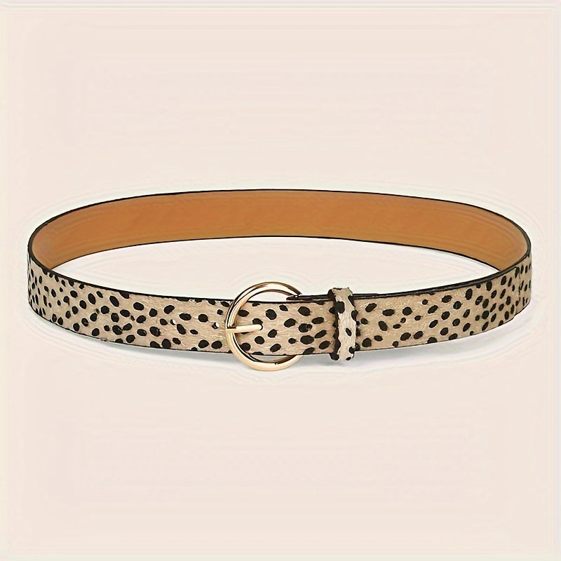 Ceinture fine grande taille à imprimé léopard – Boucle ronde, ceinture taille pour robes et jeans décorative, adaptée pour tour de taille 90-108 cm (XL et 2XL pour 99-116 cm)