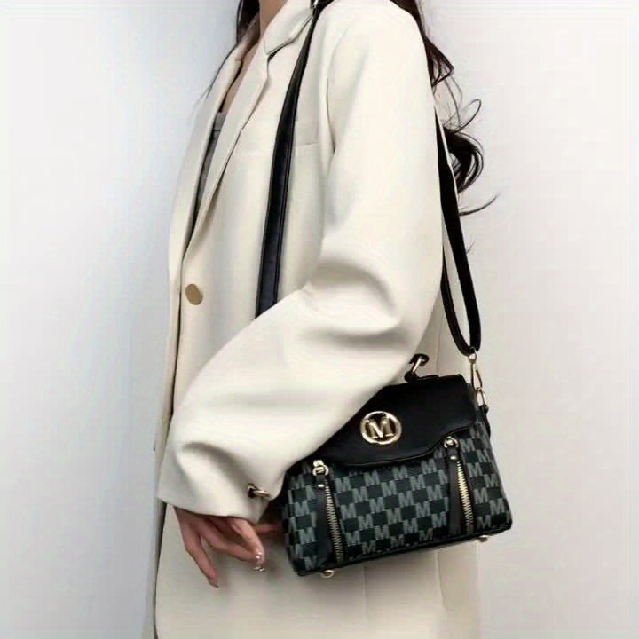 Sac Femme Élégant et Tendance – Design « M », Fermeture Zippée, Bandoulière Détachable et Ajustable, Idéal Sorties Quotidiennes et Shopping
