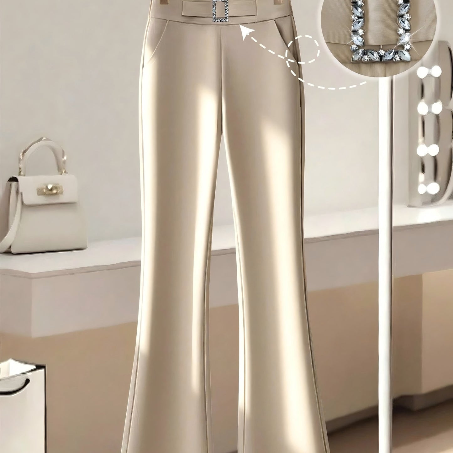 Pantalon Femme Élégant Jambe Droite – Bureau et Quotidien, Coupe Structurée, Tous Saisons