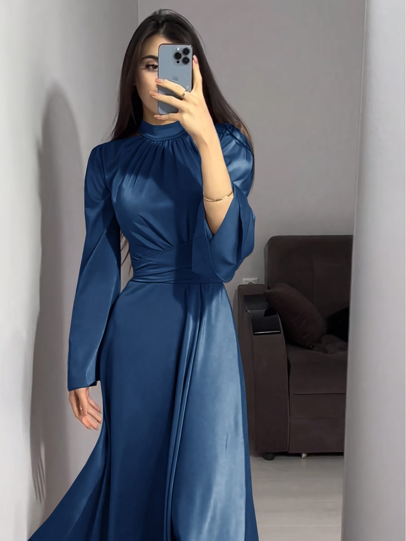 Elegant Arab Dress | Solid Color, Suitable for Spring/Summer/Fall Seasons