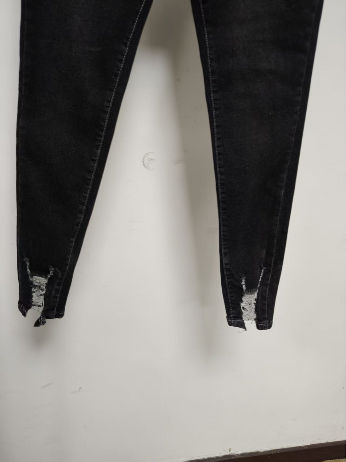 Jean skinny en faux denim pour femme - Jean extensible opaque avec fermeture éclair intégrée, coupe skinny taille mi-haute