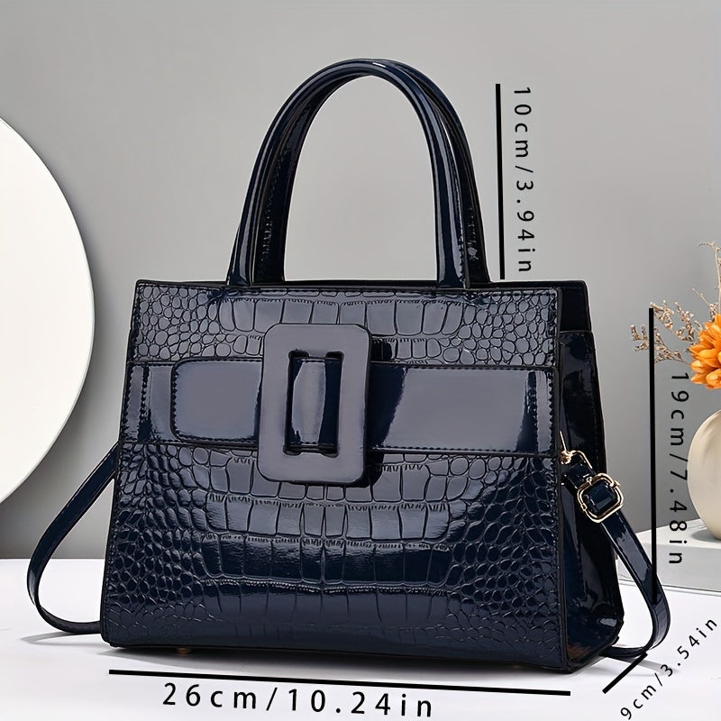 Sac à main brillant motif crocodile pour femme