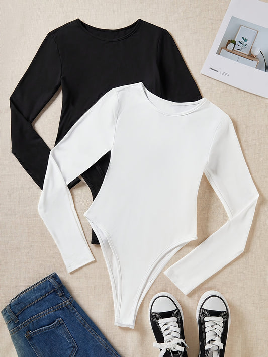 Ensemble deux pièces de hauts en maille à manches longues pour femme, élégant, adapté pour l’automne et l’hiver