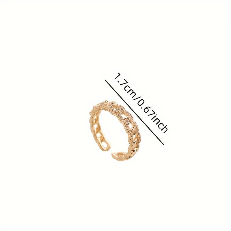 Bague élégante ajustable – chaîne géométrique torsadée avec strass scintillants, acier inoxydable hypoallergénique, parfaite pour usage quotidien et occasions formelles, cadeau idéal pour femme