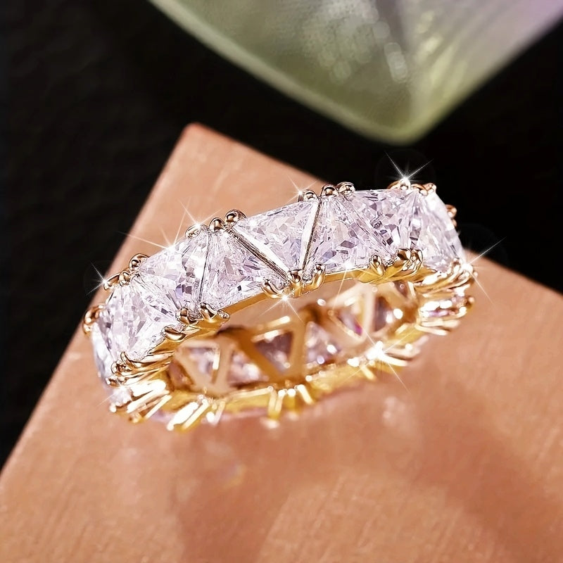 1 Ring Korean Style Classic Design Micro-Pave Synthetic Zirconia Engagement Ring for Women