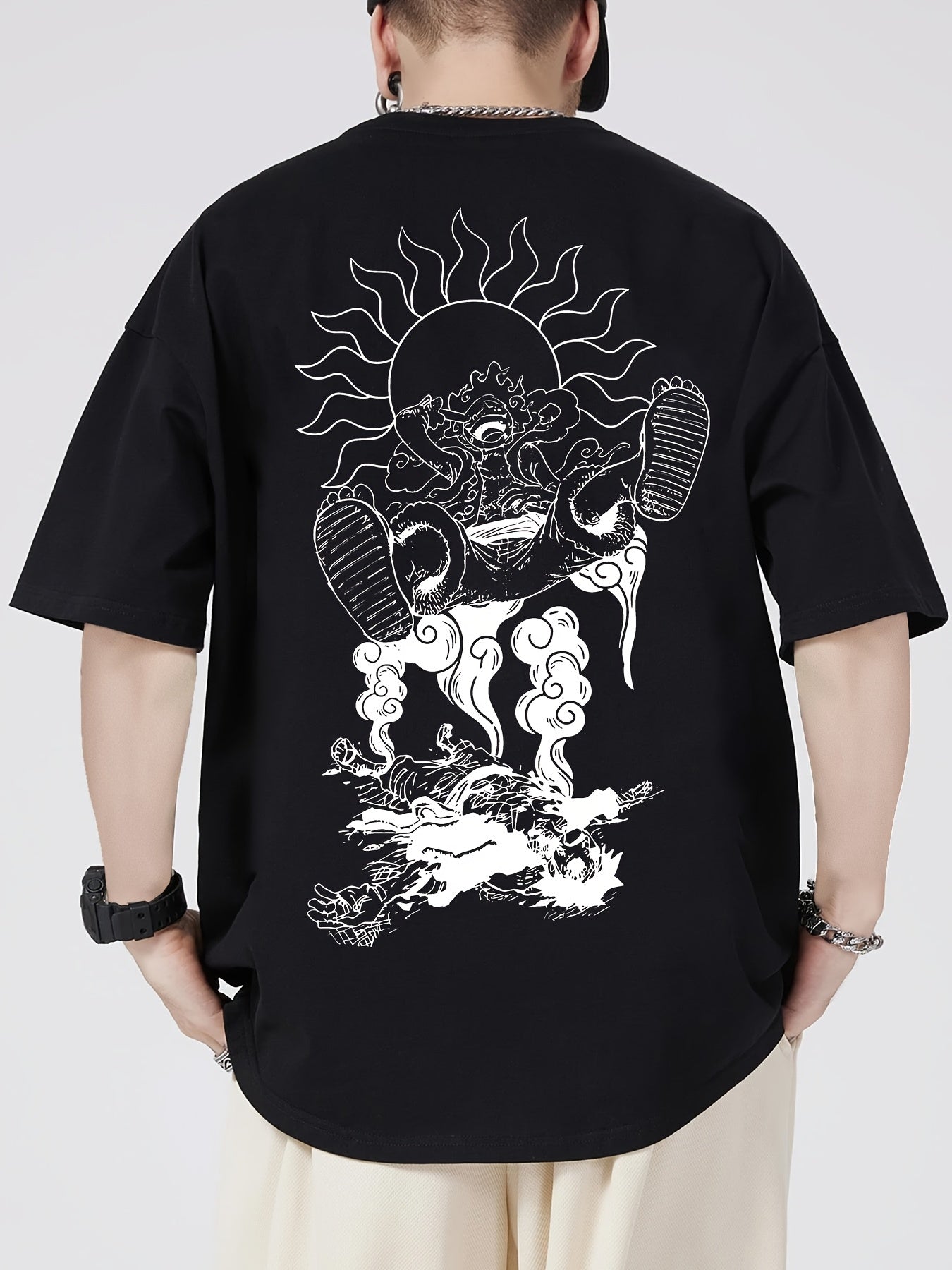 Men's & Women's 100% Cotton Anime Sun God & Japanese Manga Graphic T-Shirt - Breathable Summer Casual Round Neck Tee with One-Sword Sword Art Online Design for Outdoor Sports, Beach, Parties & Casual Attire - Ideal Gift for G