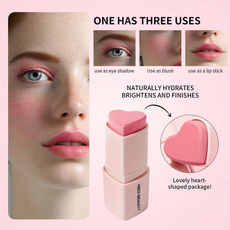 Blush Crème en Stick en Forme de Cœur – Enrichi en Beurre de Karité et Vitamine E, Durée de Conservation 24 Mois