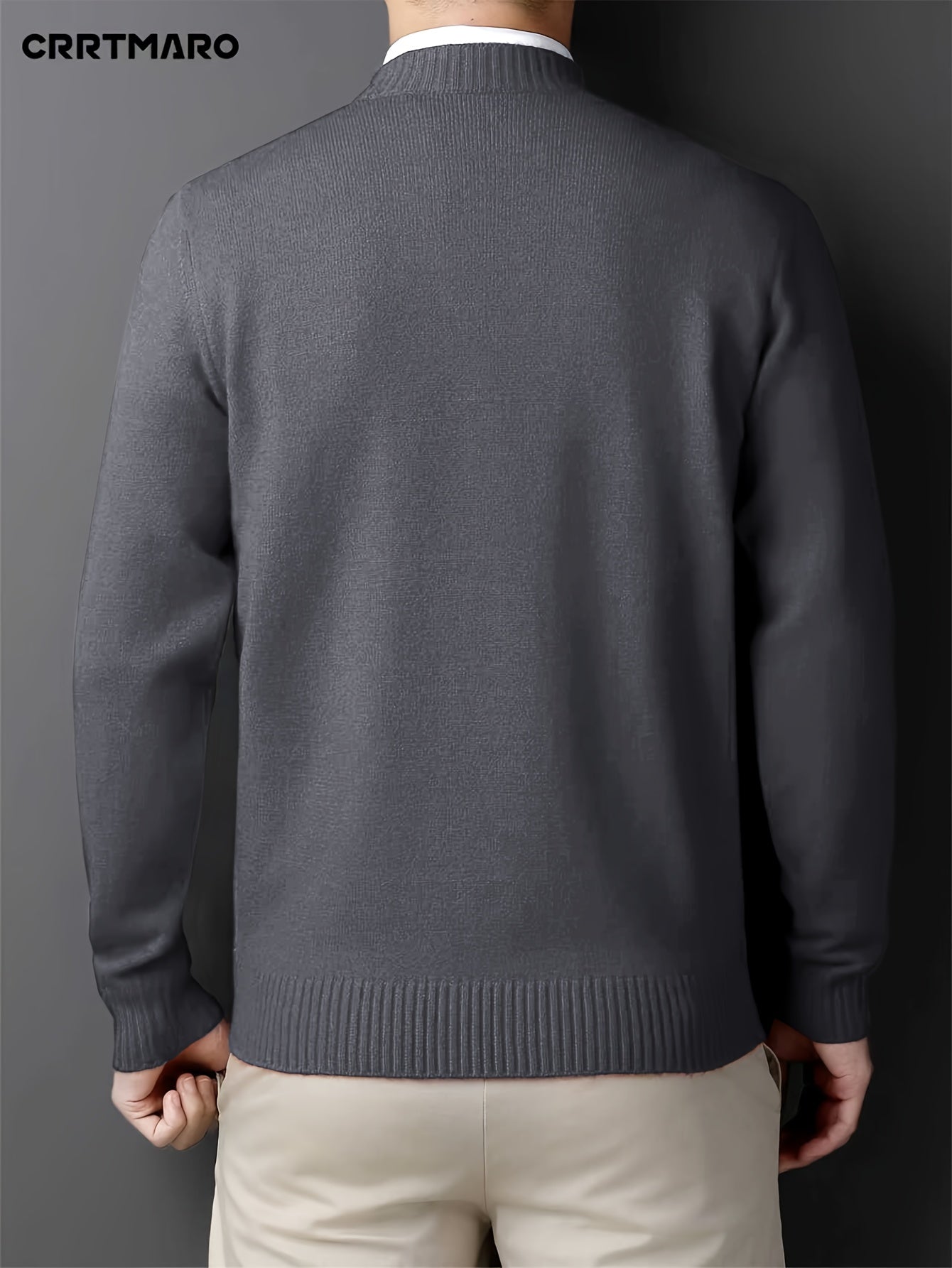 New Men's Knit Sweater with Twisted Floral V-Neck Long Sleeve Casual Top