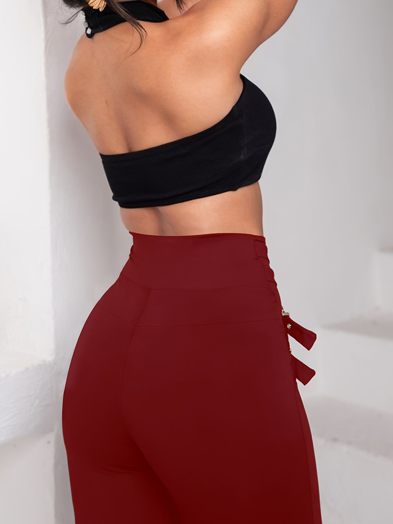 Pantalon Taille Haute – Décor Boucle Croix