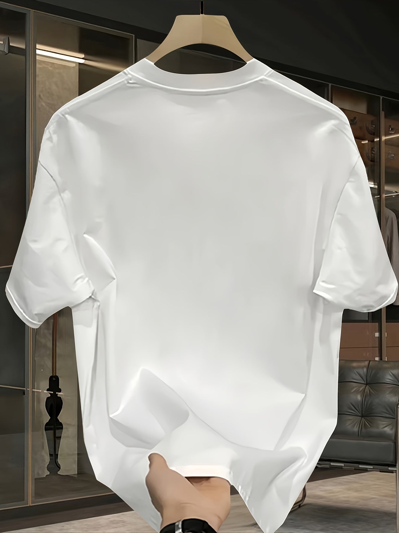 Men's Heavyweight 100% Cotton Oversized T-Shirt with Jazz Calf Graphic Print - White Summer Casual Round Neck Short Sleeve Tee, Large Size Breathable Fabric for Casual Attire & Jazz-Themed Events, Machine Washable Youthful St