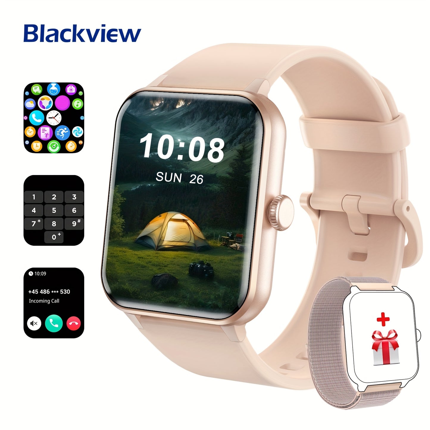 Montre Connectée Homme – Écran 4,7 cm, Appels (Répondre/Appeler), Tracker Fitness, 100+ Modes Sport, Suivi en Temps Réel, Podomètre – Compatible iPhone et Android, Cadeau Idéal