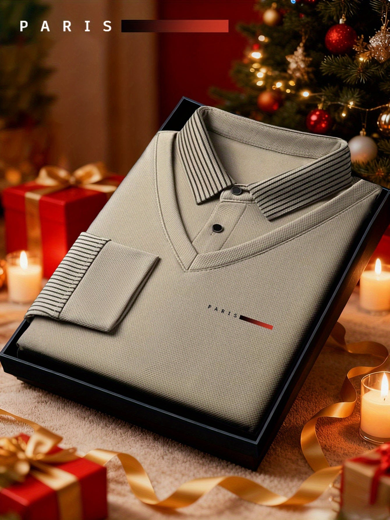 Men'S Faux Two-Piece Shirt Collar Knitwear, a Business Casual Striped Patchwork Top Featuring a Milano Letter Print Design, Available in Various Colors. It Has a Gray And Golden Contrasting Collar And Cuffs, a Simple Solid Co