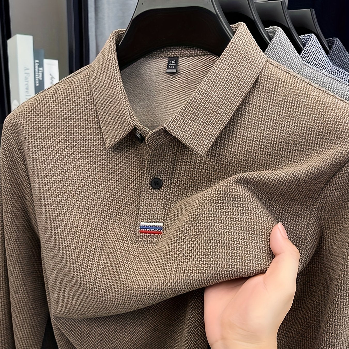 Men's Winter Warm Shirt Solid Color Collar Long Sleeve Button-Front Placket Classic Regular Fit Suitable for Golf, Equestrian & Outdoor Activities - Casual Button- Shirt