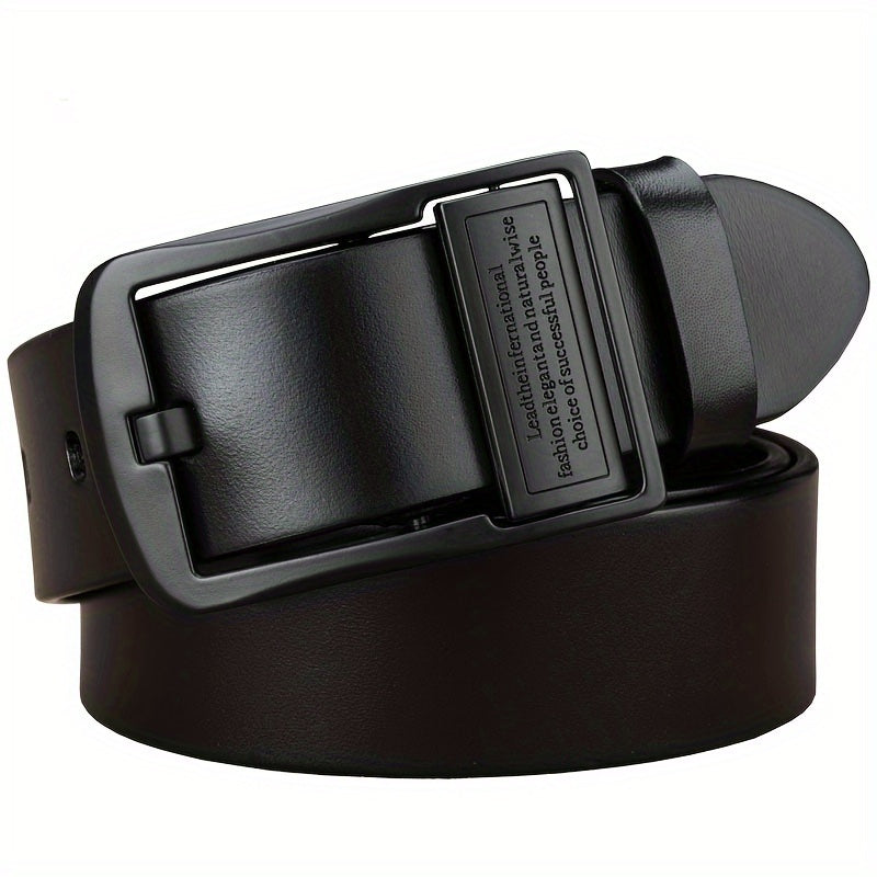 Ceinture Homme Essentielle – Cuir Synthétique Noir Élégant avec Boucle en Alliage, Polyvalente et Stylée pour Tenue Décontractée et Jeans, Accessoire Luxe