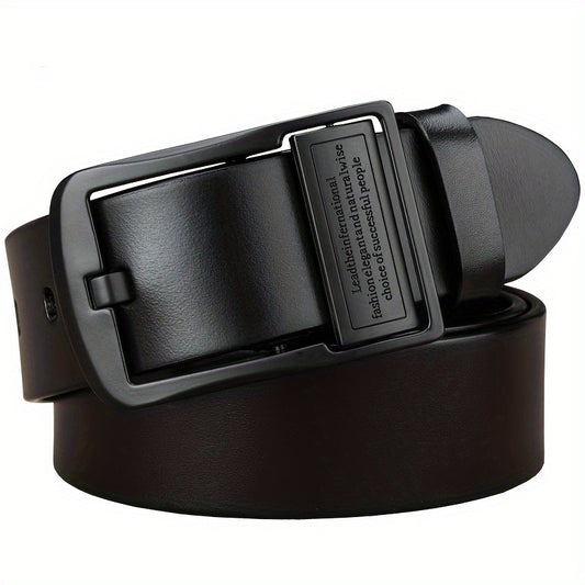Ceinture Homme Essentielle – Cuir Synthétique Noir Élégant avec Boucle en Alliage, Polyvalente et Stylée pour Tenue Décontractée et Jeans, Accessoire Luxe