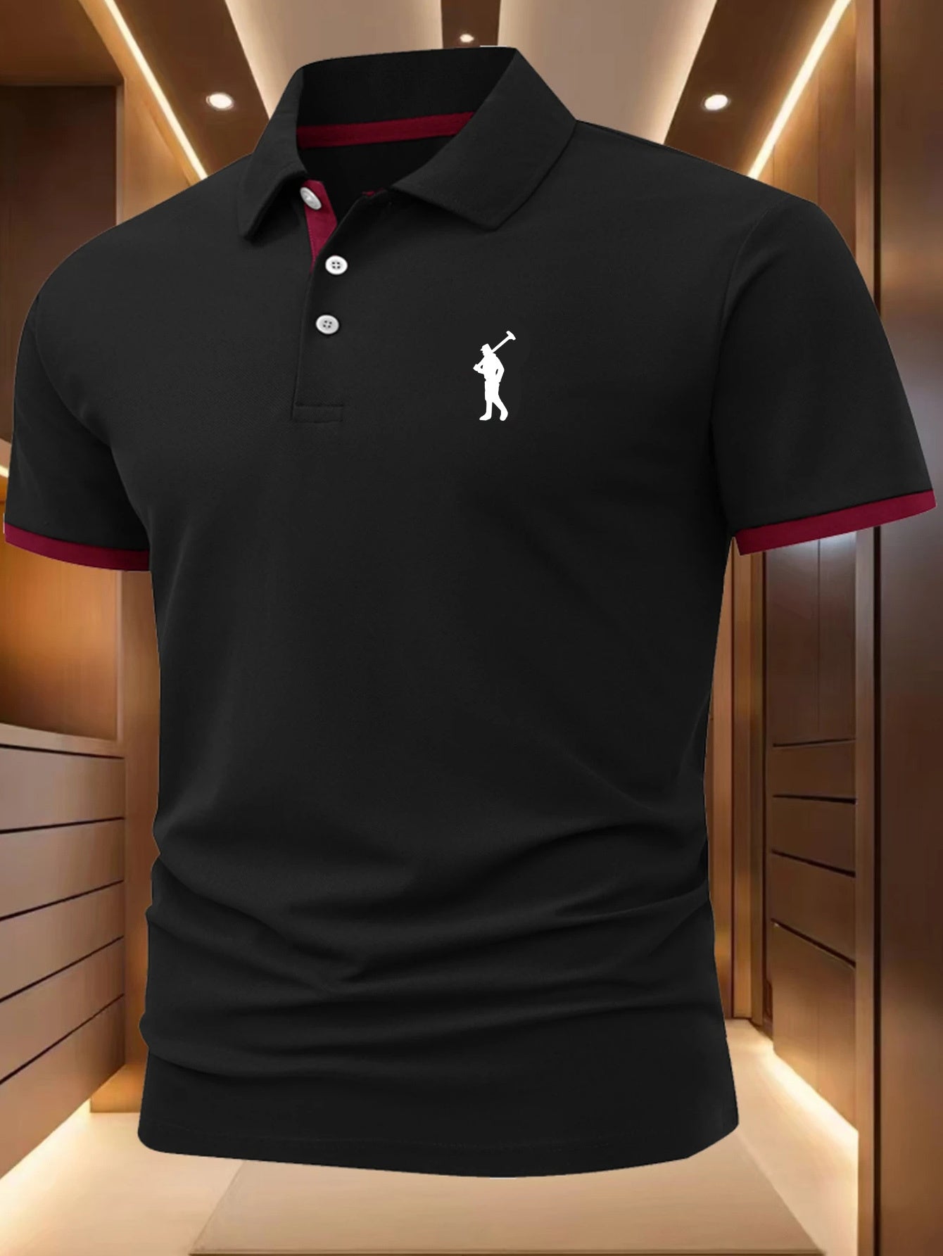 A432 - Men's Fashion Minimalist Striped Print Summer Breathable Shirt with Collar, Trendy Golf Style, Slight Stretch, Super Comfortable, Breathable, Versatile, Business Casual Summer Outdoor Activity Top