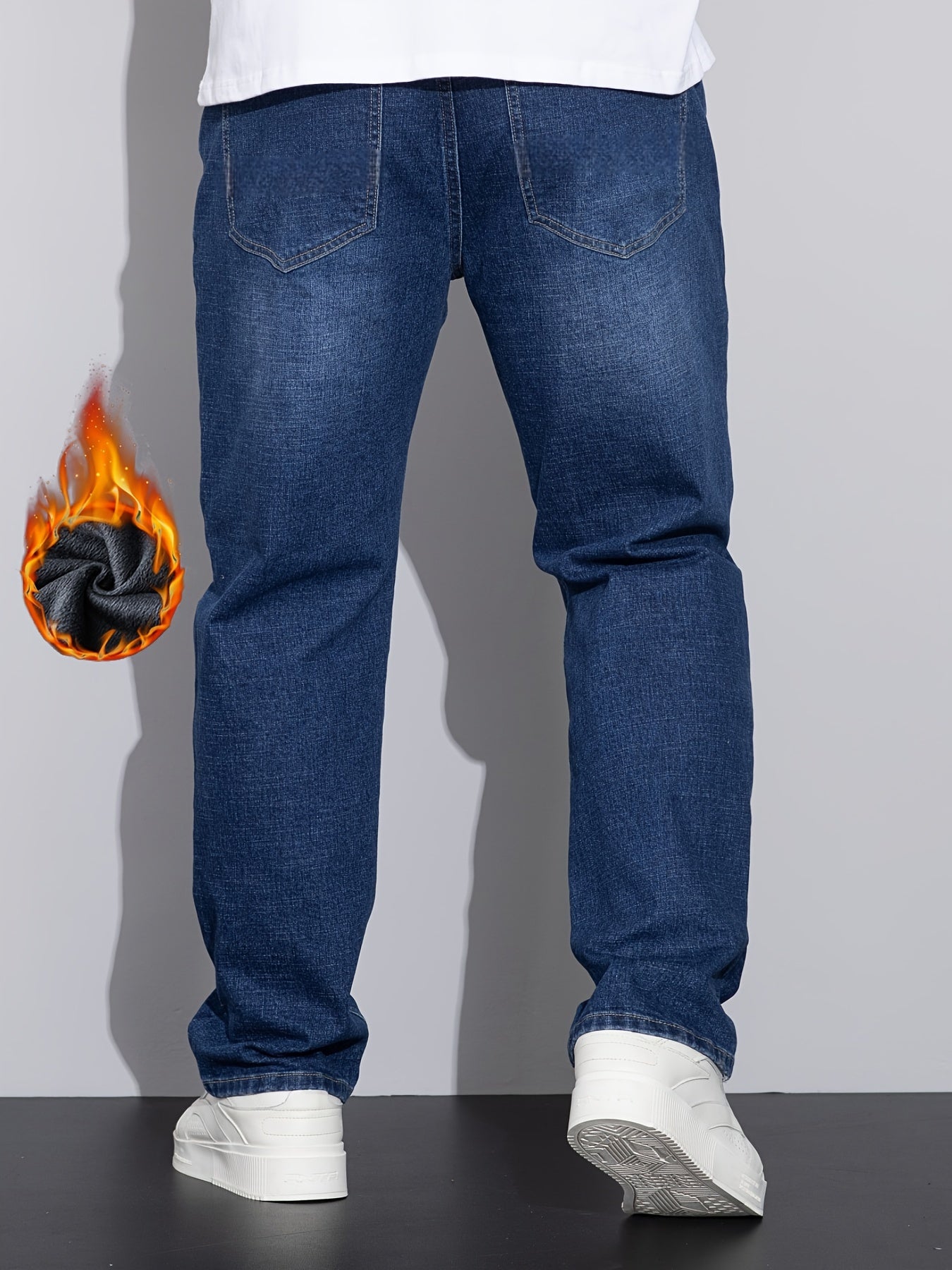 Jeans grande taille pour homme – doublure polaire, stretch, chaud, durable et confortable, idéal travail en extérieur, collection automne/hiver