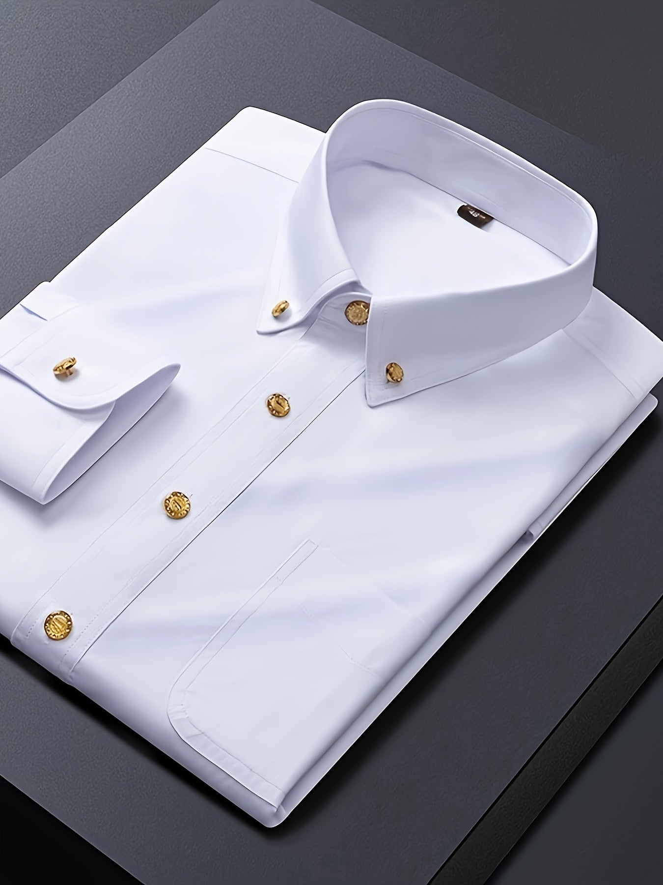 Men'S Solid Color Long-Sleeve Business Casual Shirt