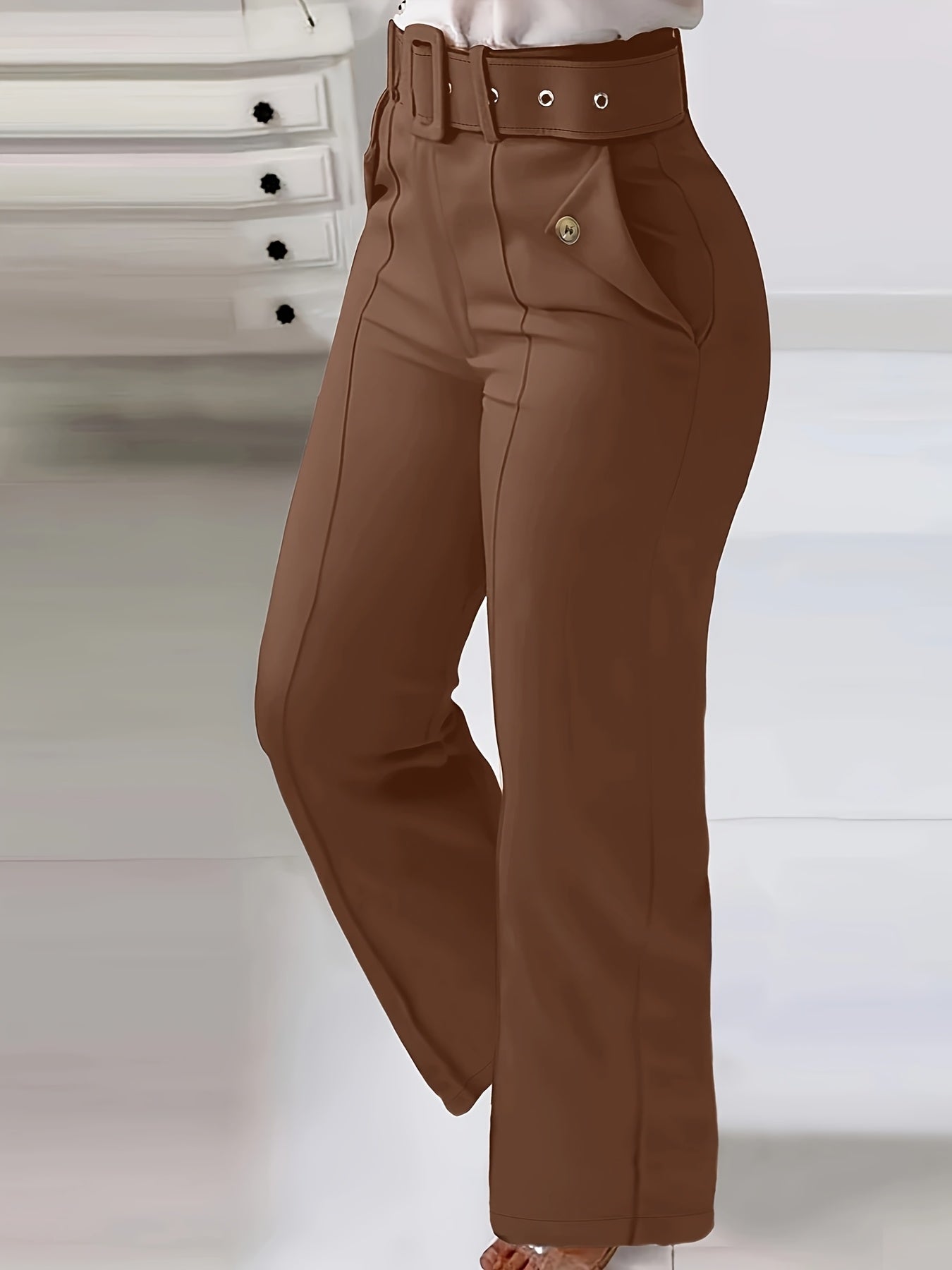 Pantalon Femme Décontracté – Avec Poches et Boutons