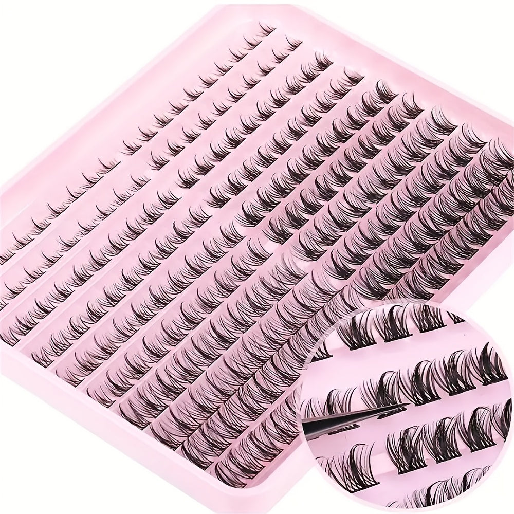 Kit de 240 Cils en Touffes Effet Naturel – Longueurs 8-16mm, Courbure D, Hypoallergénique, Extensions DIY pour un Regard Fluffy et Volumineux