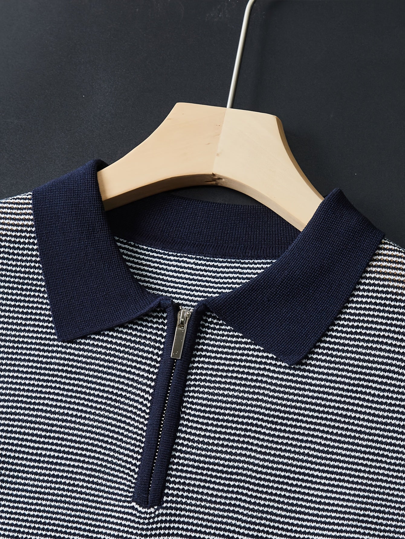 Men'S Breathable Knit Polo Shirt - Stylish & Striped Design, Short Sleeve, Lightweight, High-Quality, Perfect for Golf, Casual Wear, All-Season, Golf Apparel | Stylish Knit Shirt | Medium Stretch Fabric