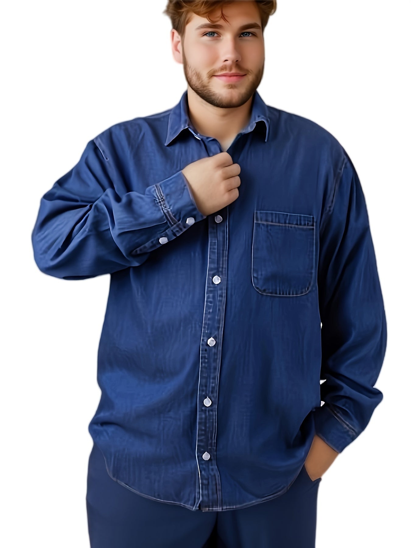 Plus Size Casual Denim Tencel Shirt