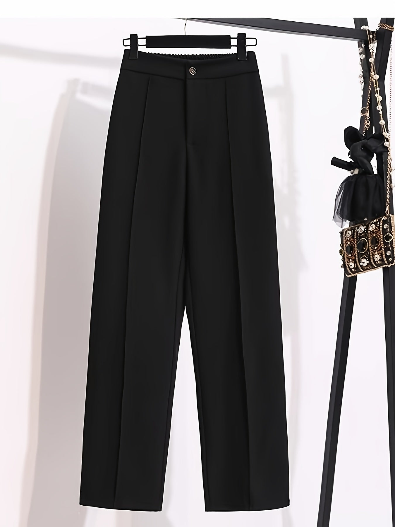 Pantalon Femme Style Western – Couleur Unie, Jambe Droite, Coupe Décontractée