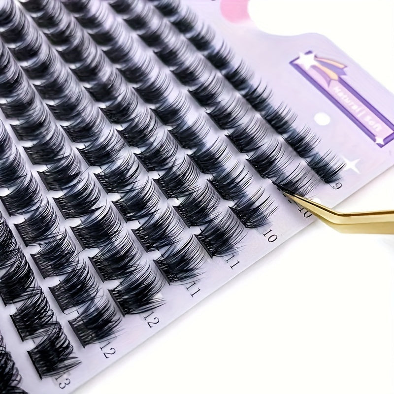 140/168pcs Faux Cils en Touffes Imitation Fourrure d’Écureuil – Courbure D 0.07mm, Longueurs Mixtes 9-16mm, Effet Naturel, Réutilisables et Hypoallergéniques