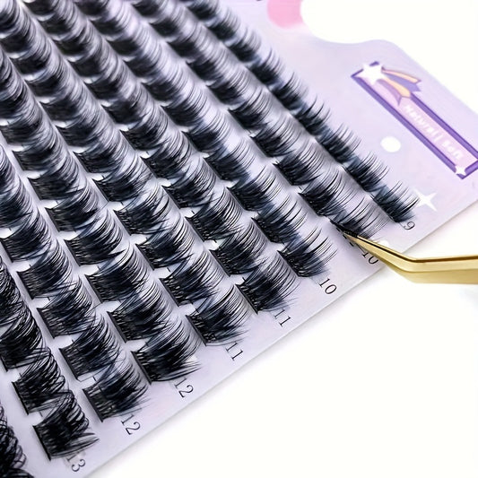 140/168pcs Faux Cils en Touffes Imitation Fourrure d’Écureuil – Courbure D 0.07mm, Longueurs Mixtes 9-16mm, Effet Naturel, Réutilisables et Hypoallergéniques