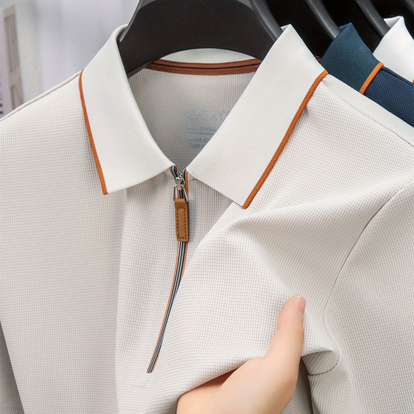 Men'S Casual Polo Shirt | Summer New Half-Zip Lapel Collar Short Sleeve T-Shirt, Slight Stretch Fabric, Solid Color