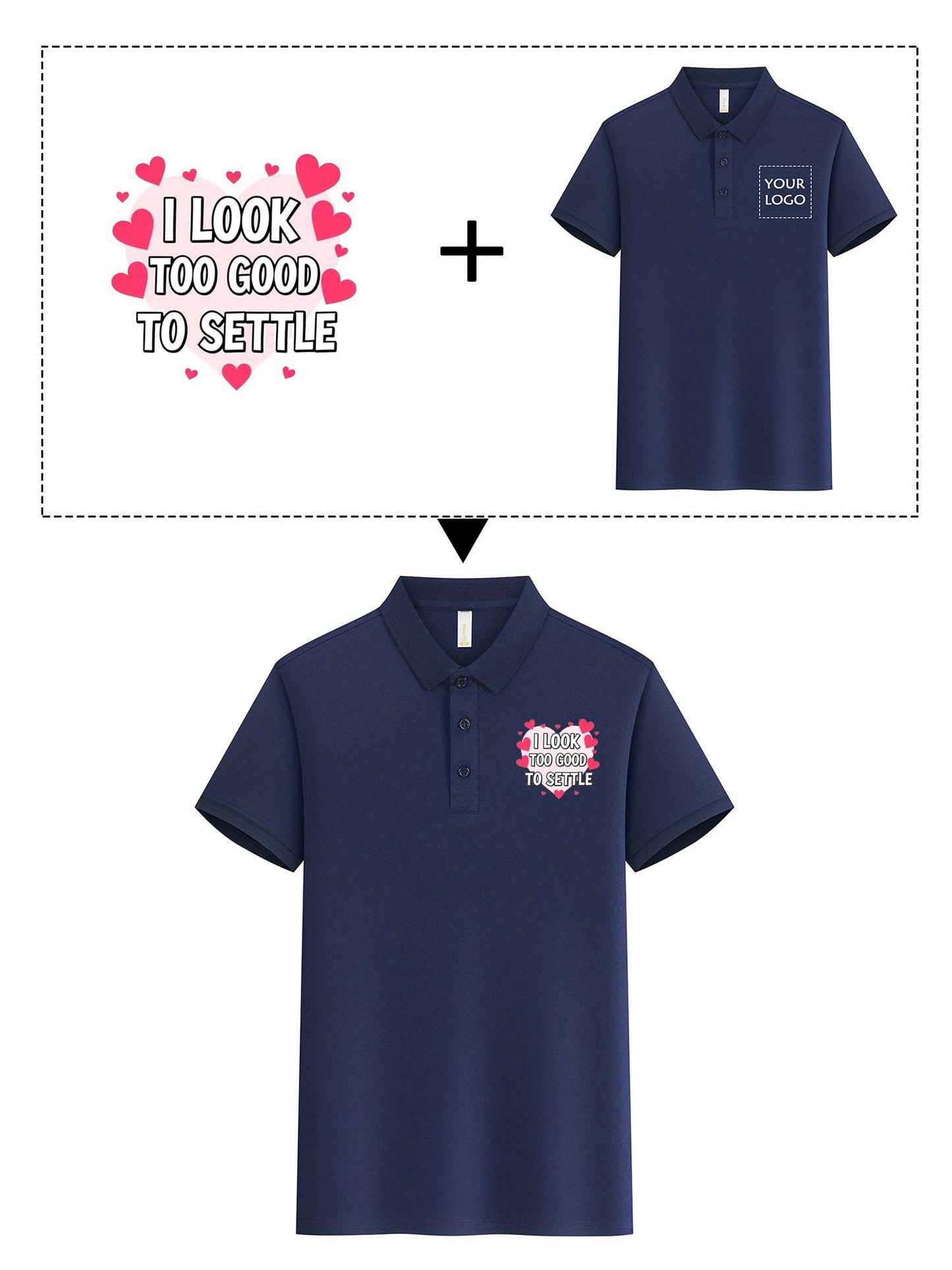 Custom 5pcs, Personalized Logo Print Polo Shirt with a Light Business Style, Made of 100% Polyester, Summer Men'S Striped Short-Sleeve Shirt, Digital Heat Transfer Printing, Casual Outing Fashionable Lapel T-Shirt, Comfortabl