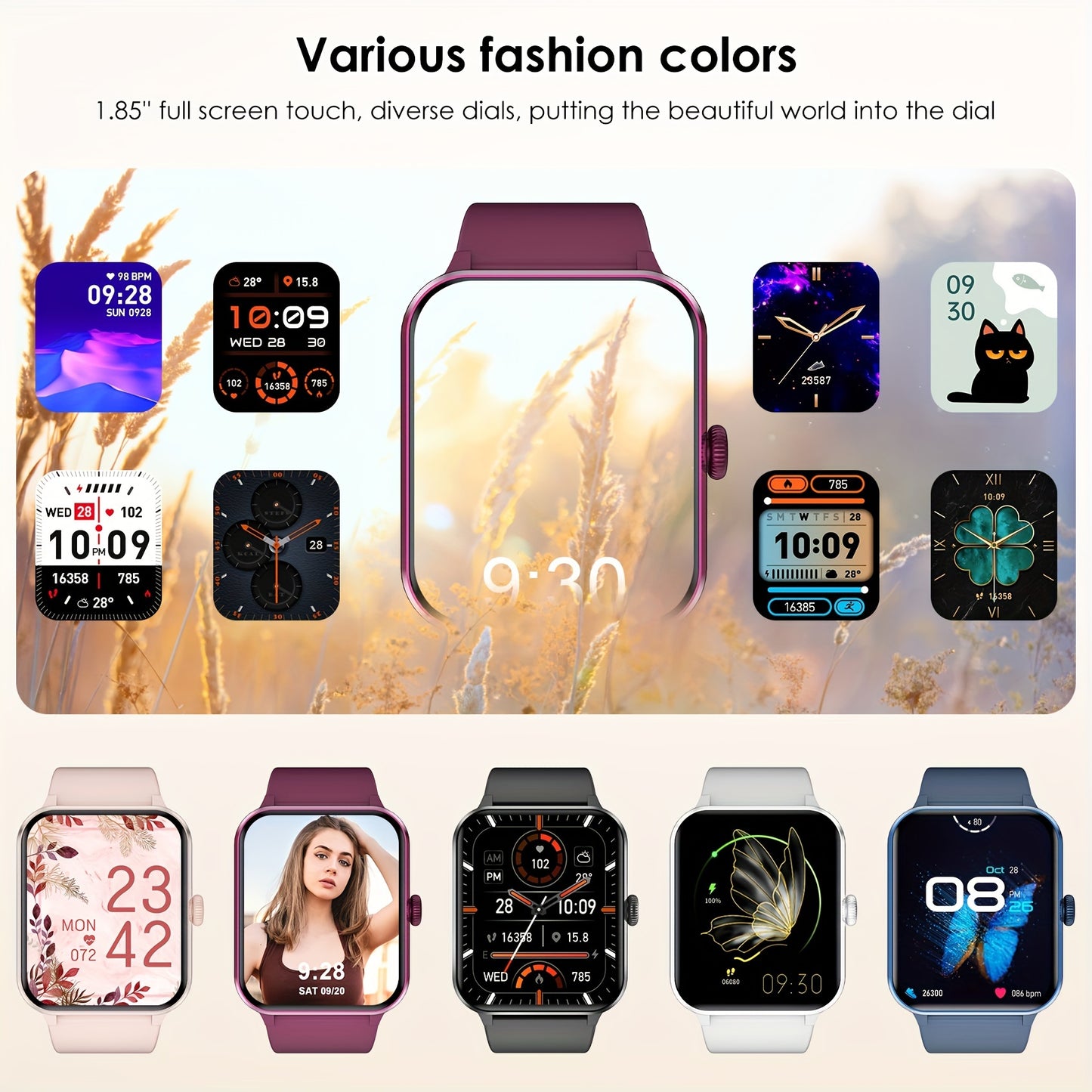 Blackview New Upgraded Smart Watch For Men Women For IPhone Android, 4.7 cm Fitness Tracker Wireless Call (Answer/Make), 100+ Sport Modes, Sports Data Monitoring Multi-functional Sports Bracelet, Black Pink Red Blue Gray. 256