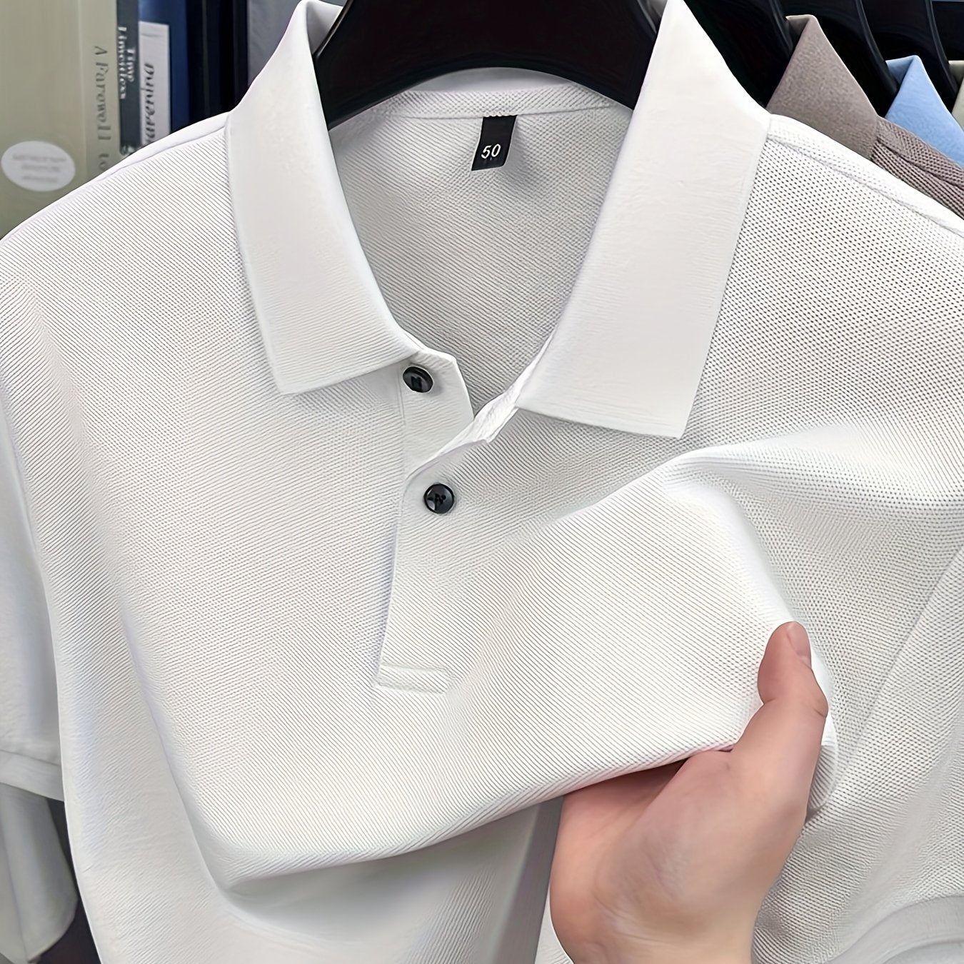 Men'S Business Casual Shirt - Formal & Everyday Office, Golf, Casual Attire - Classic Collar Button-Up Shirt - All-Season Professional T-Shirt for Men - Easy-Care Professional Attire, Golf Apparel, Solid Color Design, Comfort