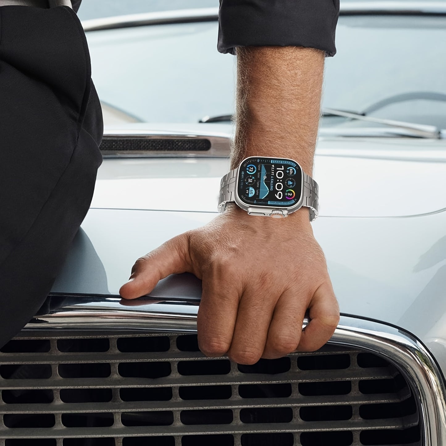 Bracelet Compatible Ultra 2/49 mm, Ultra/Series 9–1 & SE 2 – Bracelet de Remplacement en Titane Grade 2 Haute Résistance, Fermoir Magnétique Ajustable 22 mm, Léger & Durable, Prêt à Offrir