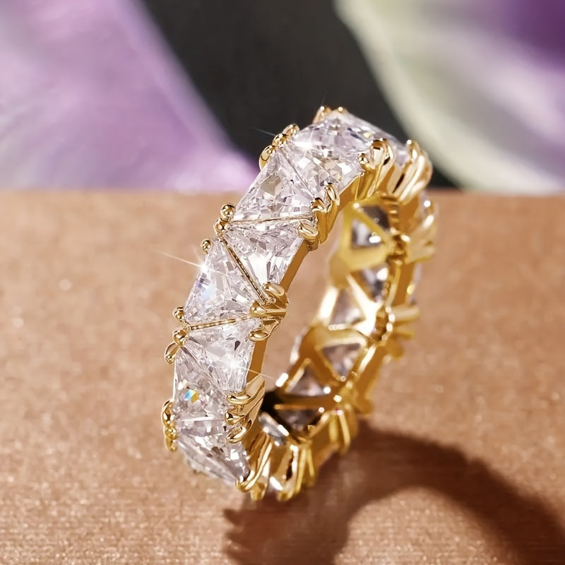 1 Ring Korean Style Classic Design Micro-Pave Synthetic Zirconia Engagement Ring for Women