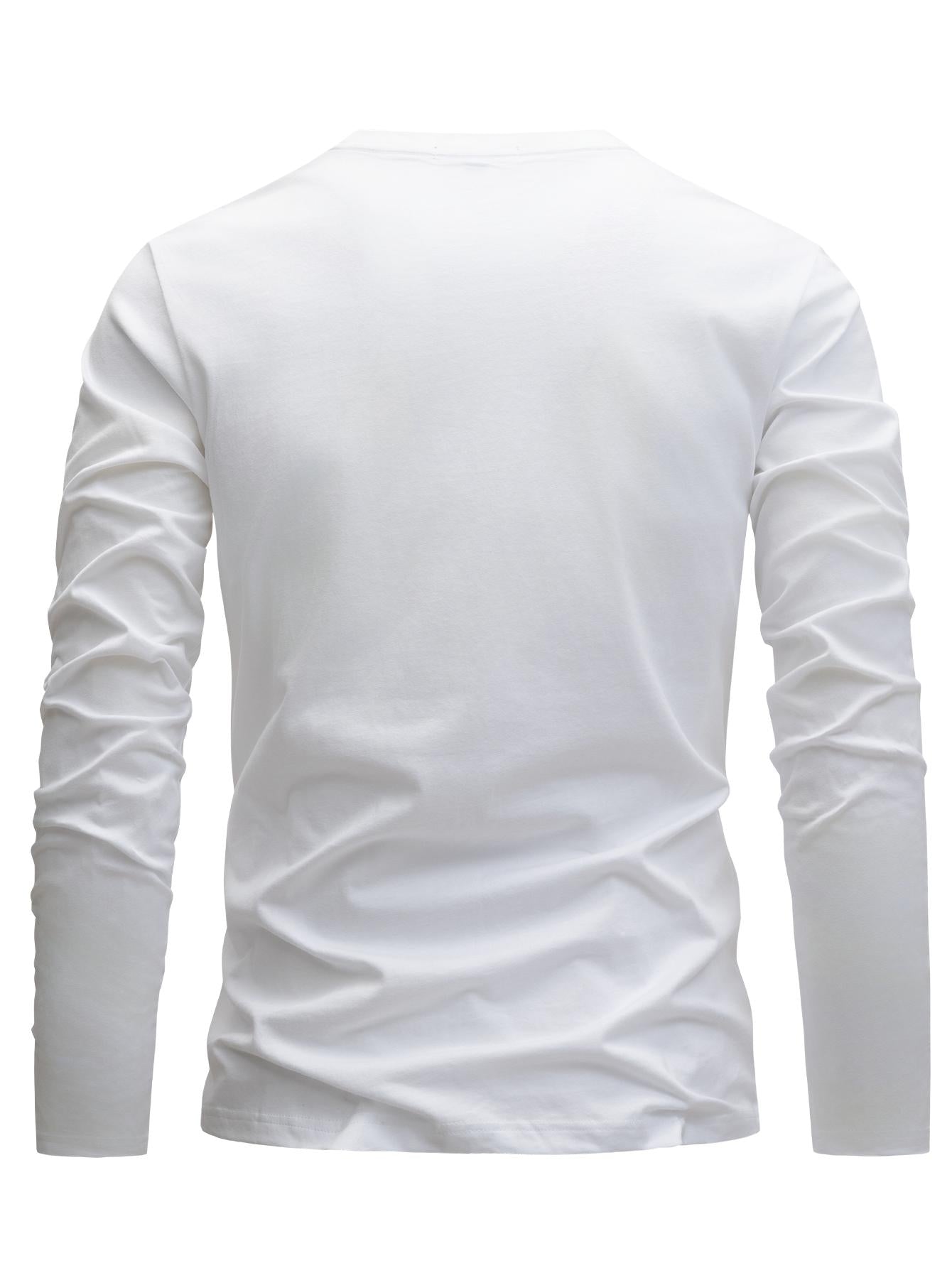 Men's 100% Cotton Long Sleeve T-Shirt with Letter 'A' Patch Design - Soft Round Neck Casual Top for Spring/Autumn Layering | Regular Fit Blouse for Casual Attire (Hand Washable, 100% Breathable Fabric)