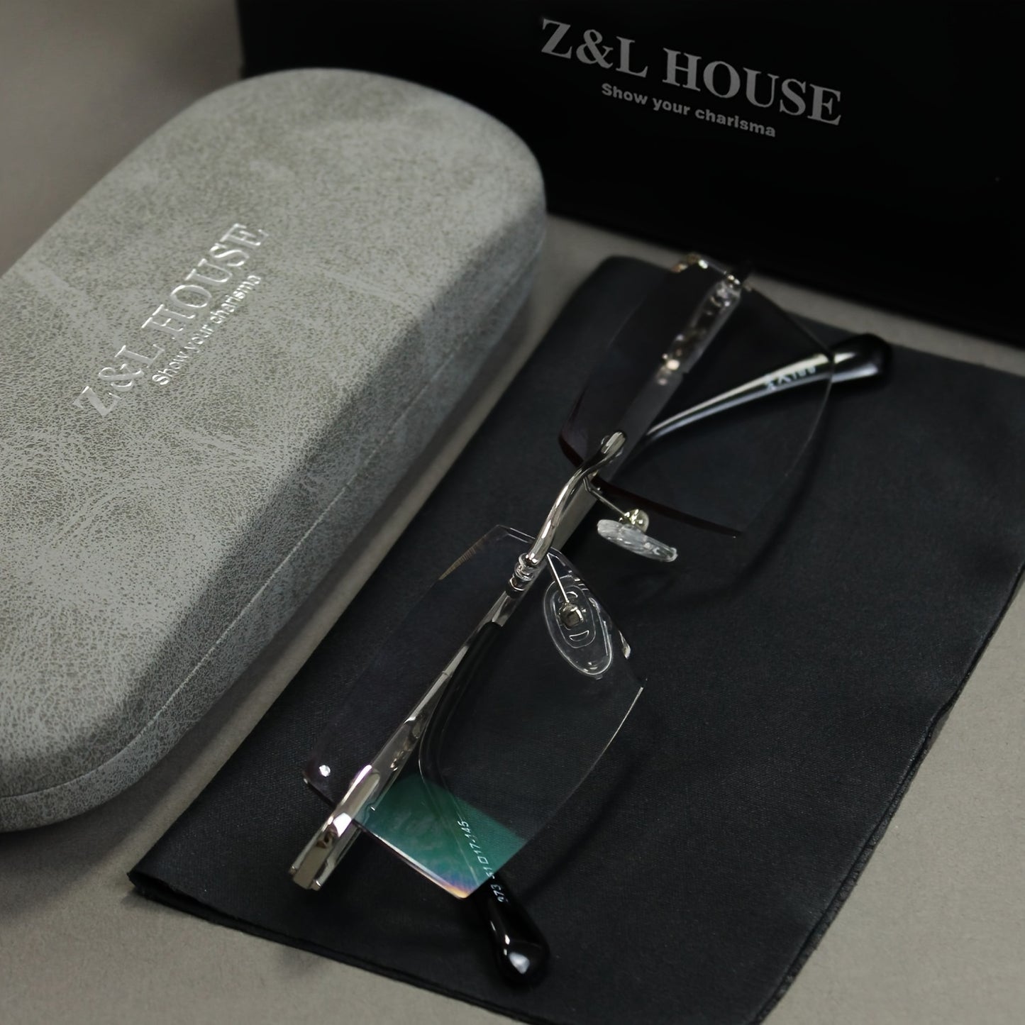 Premium Rimless Reading Glasses, High Definition Lenses - Men's fashionable presbyopia glasses with unique decorative temples, including glasses case and lens cloth, comfortable to wear, gift choice, also suitable f