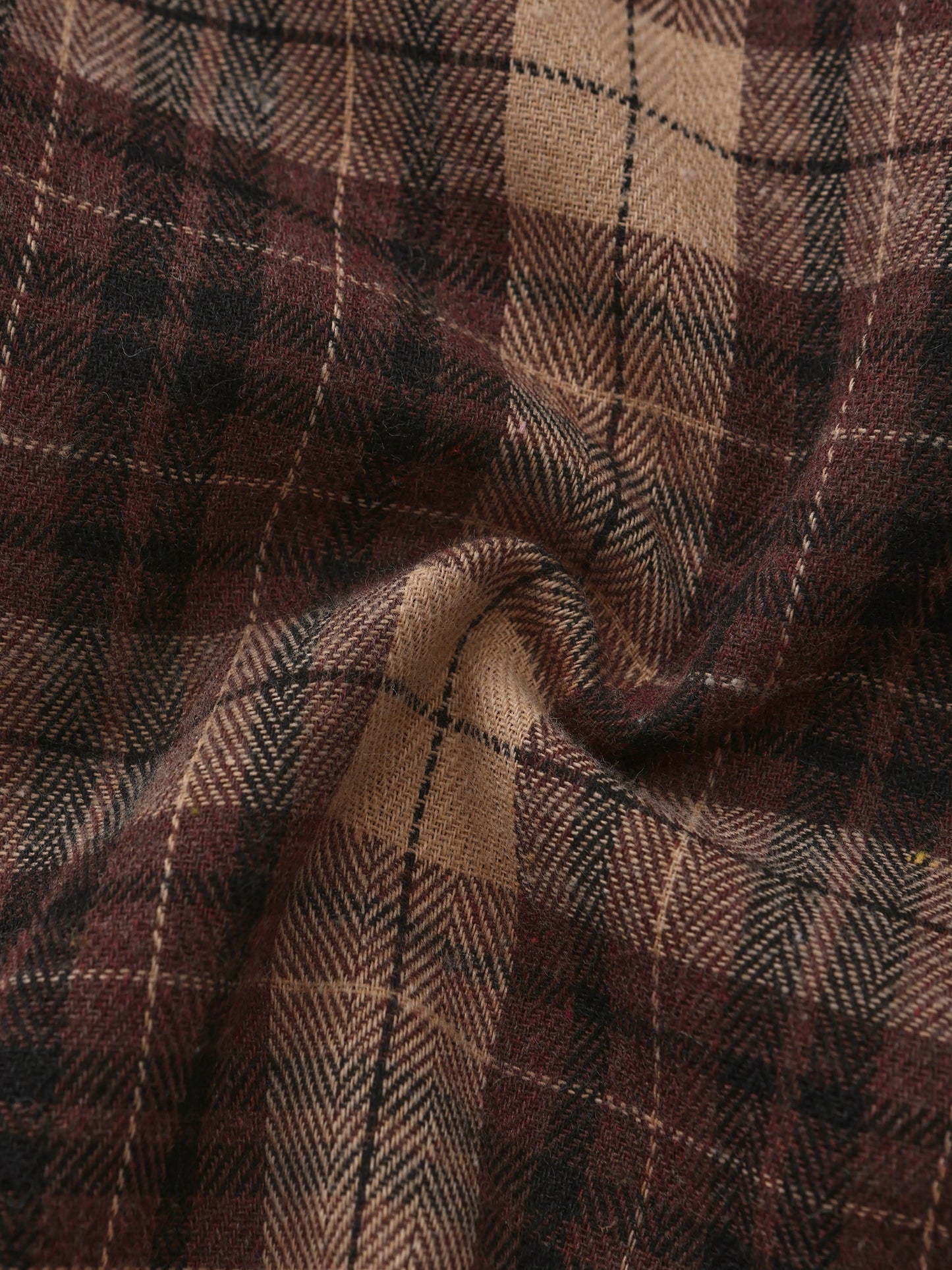 Men'S Long Sleeve Plaid Flannel Shirt - Cozy Brown & Beige Checkered Pattern, Casual Button-Up with Chest Pockets, Slim Fit for Spring/Fall, Perfect for Casual Attire, Fall Clothing | Slim Fit Shirt | Nonstretch Fabric