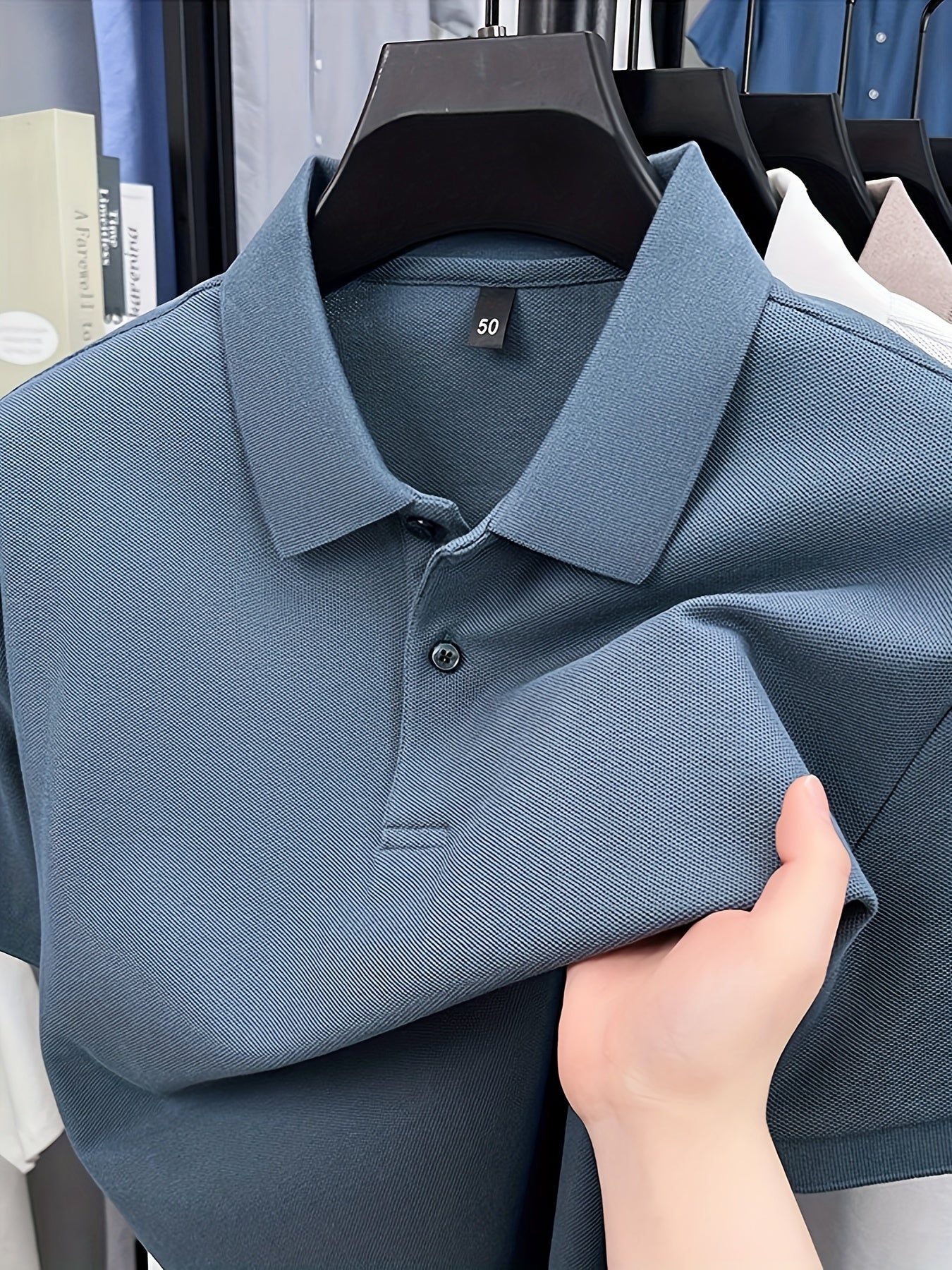 Men'S Business Casual Shirt - Formal & Everyday Office, Golf, Casual Attire - Classic Collar Button-Up Shirt - All-Season Professional T-Shirt for Men - Easy-Care Professional Attire, Golf Apparel, Solid Color Design, Comfort