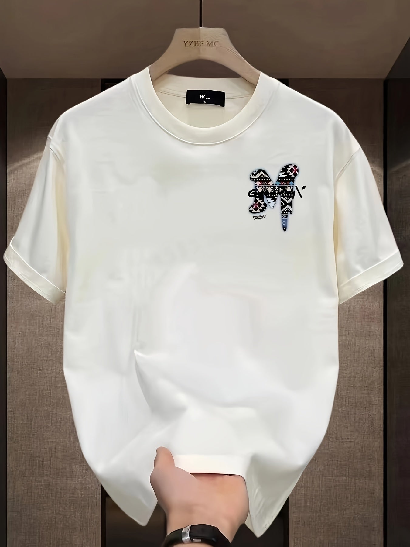 Heavy cotton T-shirt for Men's versatile large size loose summer trendy brand printed handsome youth top