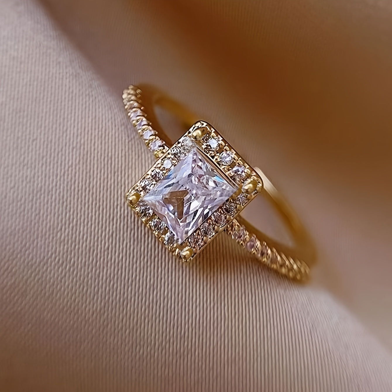 Elegant Luxury Square Cubic Zirconia Open Ring, Fashionable Minimalist Index Finger Jewelry for Women, Perfect for Wedding, Party, Music Festival, Festive Wear