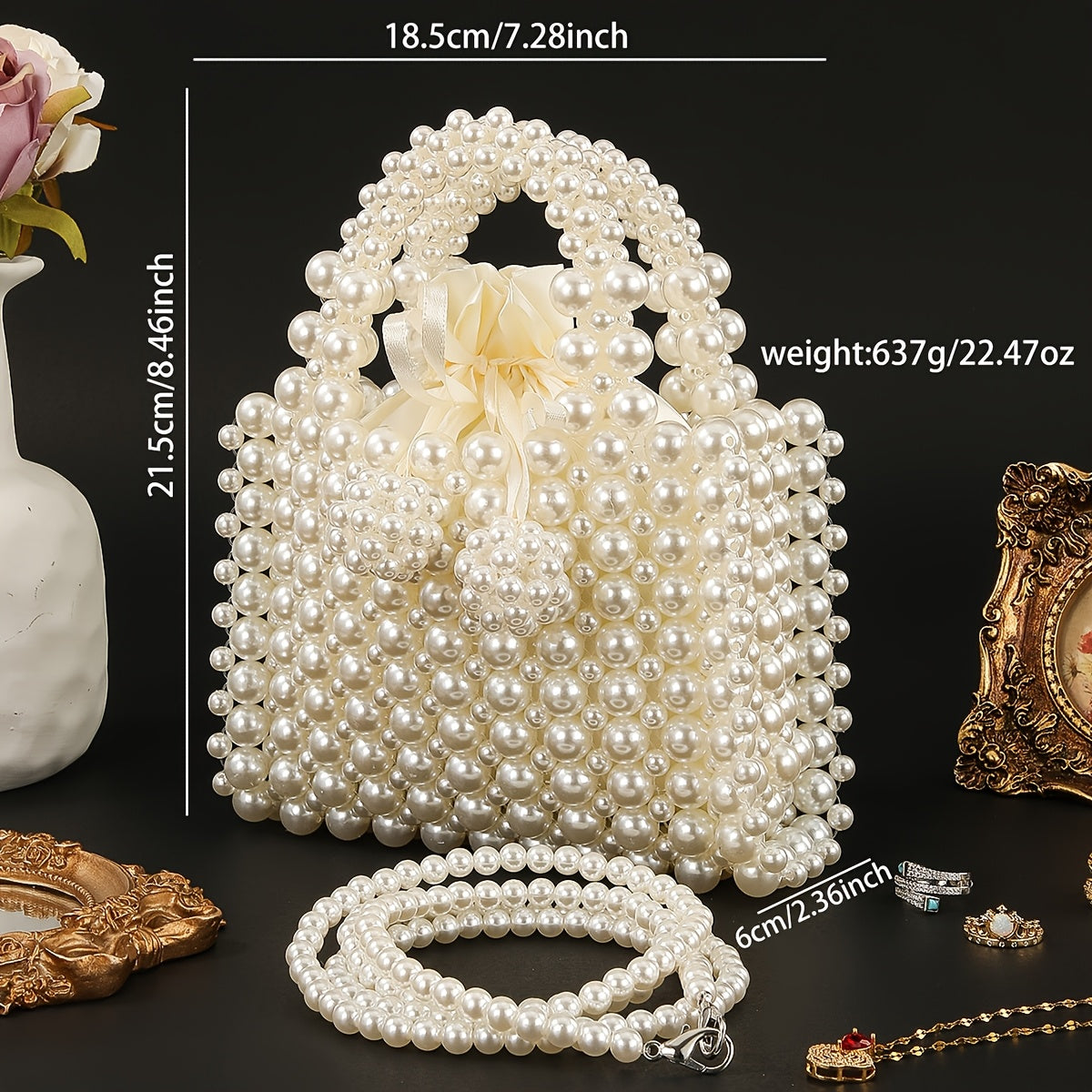 Pochette Élégante Bohème Perles – Avec Bandoulière Amovible, Design en Perles Plastique Fait Main, Quincaillerie Dorée, Parfaite pour Fêtes, Vacances et Événements Formels, Pochette de Soirée, Style Bohème, Pochette Durable en PU