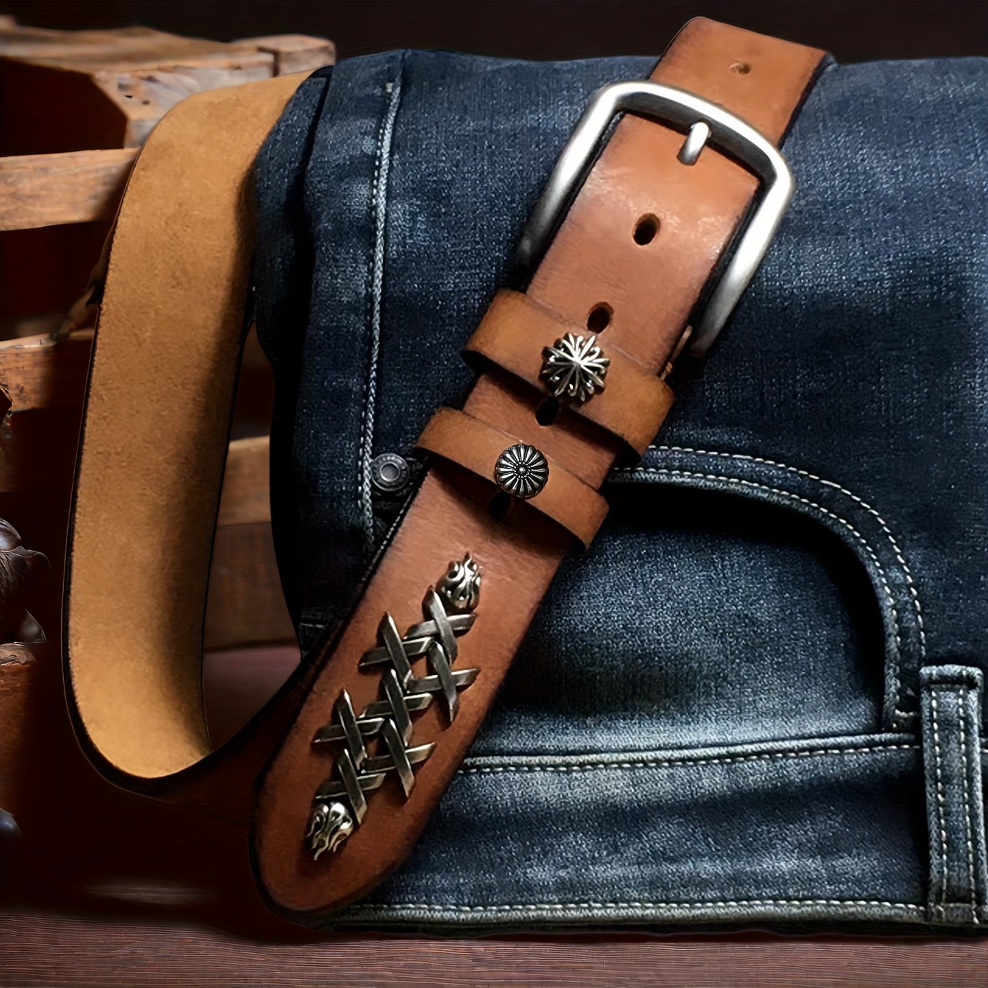 Ceinture artisanale en cuir pleine fleur pour hommes et femmes – Boucle à ardillon tendance, style rétro décontracté pour jeans, unisexe