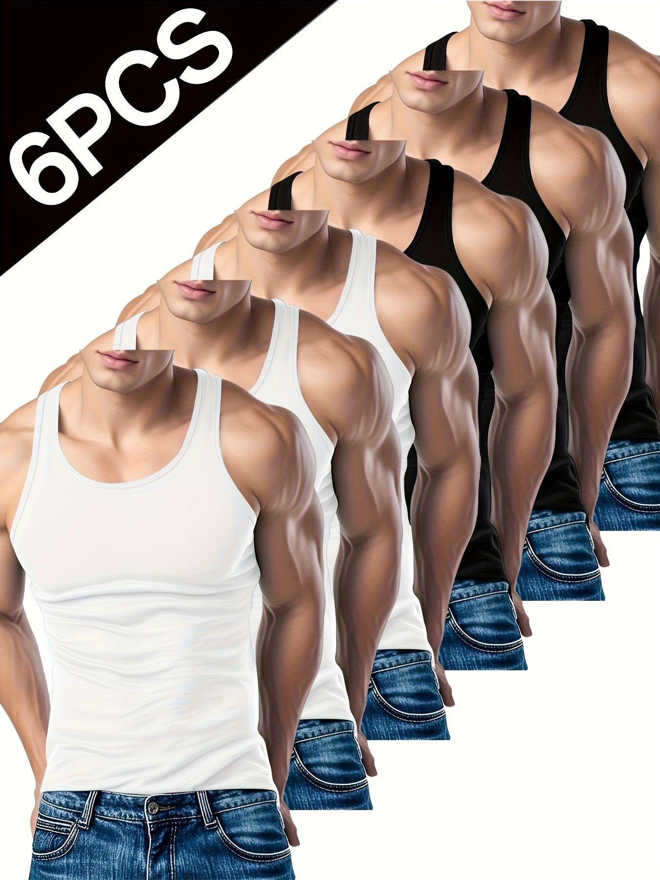 Lot de 6 Débardeurs Homme – Printemps/Été