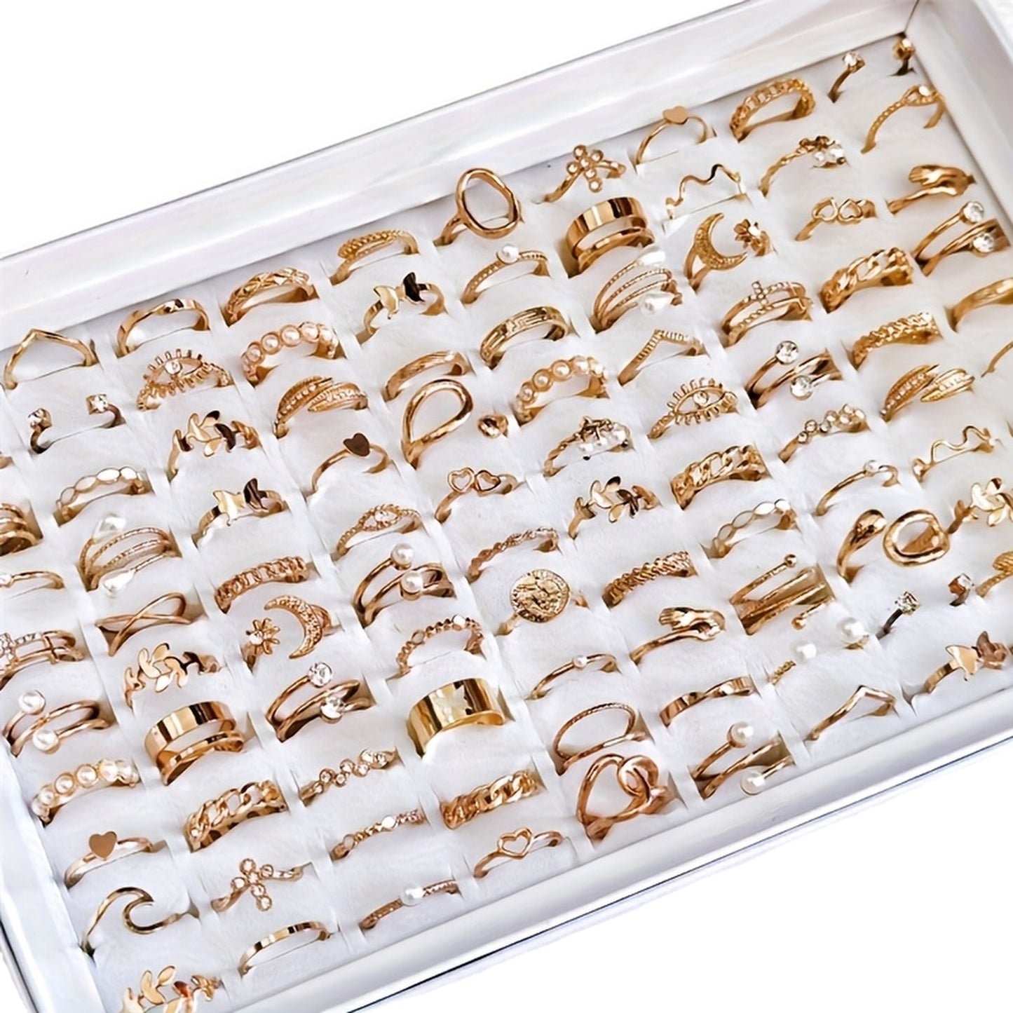 A Set of 45 Stylish And Elegant Rings for Women, Featuring a Vintage Bohemian Design with Faux Gemstones And an Open Design, Perfect for Daily Wear, Parties, Vacations, And As Holiday Gifts (Without a Box). This Mixed-Style S