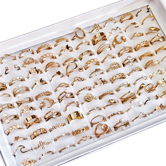 A Set of 45 Stylish And Elegant Rings for Women, Featuring a Vintage Bohemian Design with Faux Gemstones And an Open Design, Perfect for Daily Wear, Parties, Vacations, And As Holiday Gifts (Without a Box). This Mixed-Style S